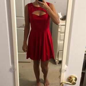 Open Front Red Dress